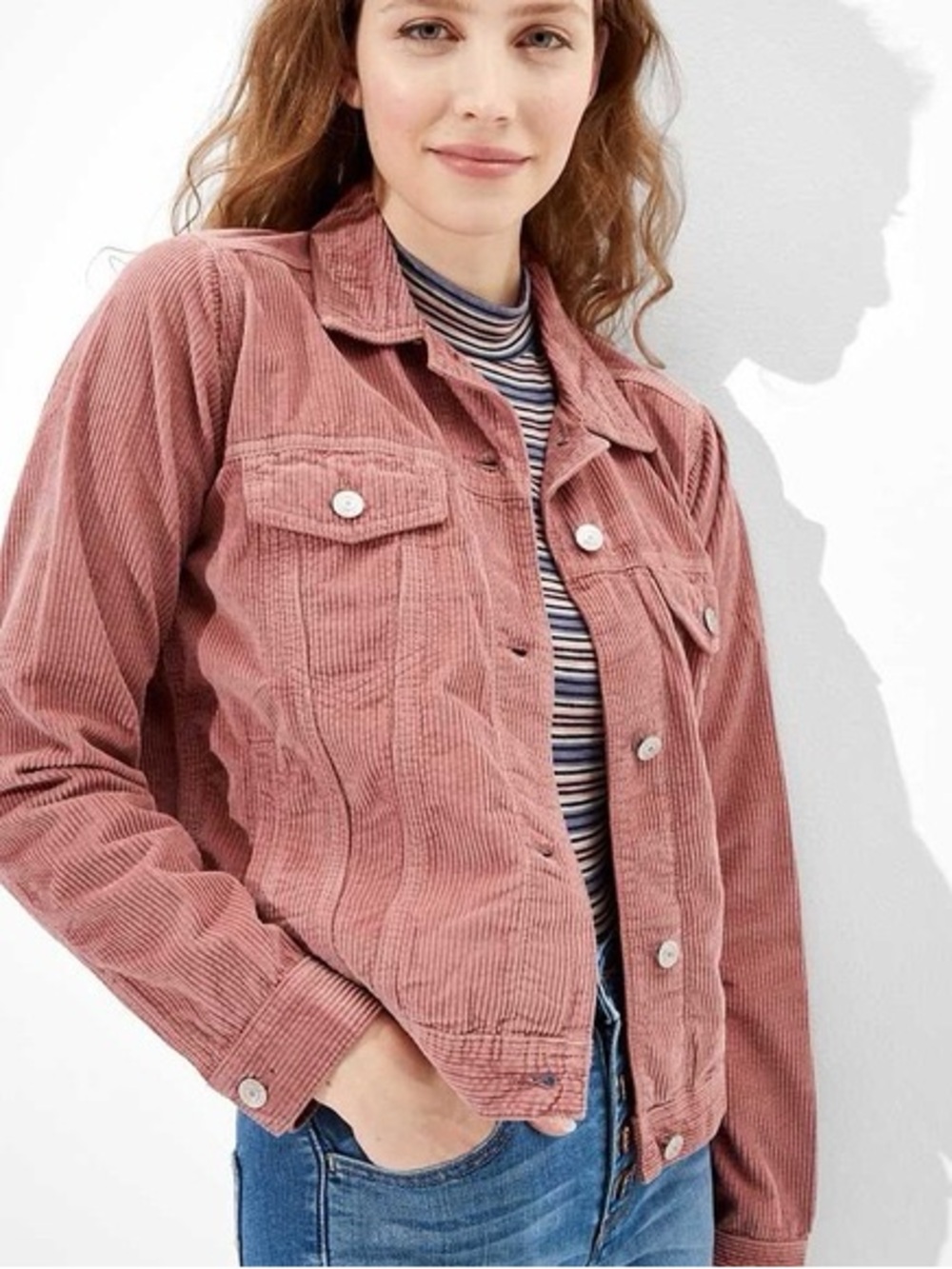 AMERICAN EAGLE WOMEN BROWN CORDUROY TRUCKER JACKET Size M - Picture 7 of 8